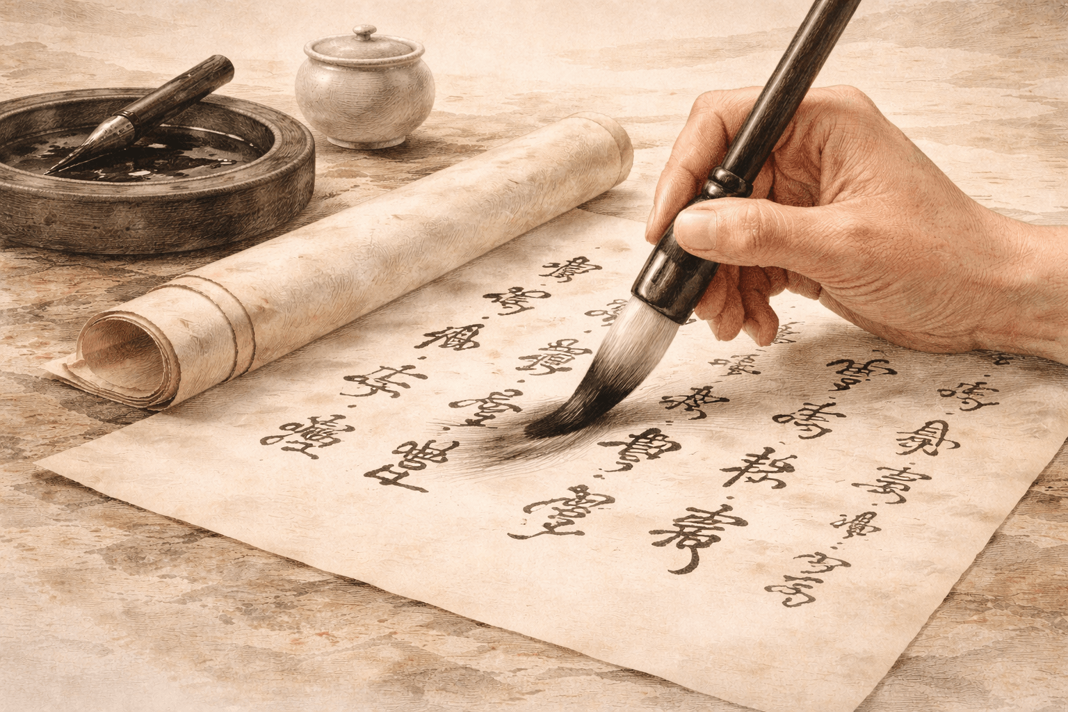 Brush writing calligraphy