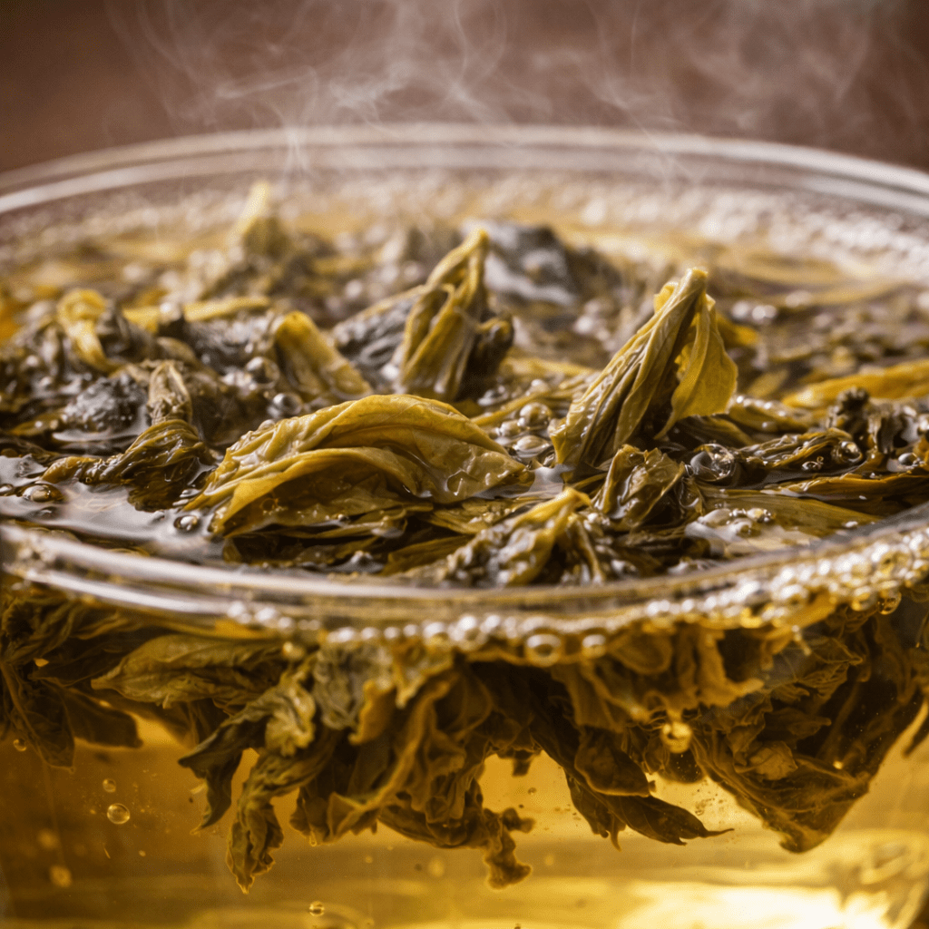 oolong tea leaves opening during steeping
