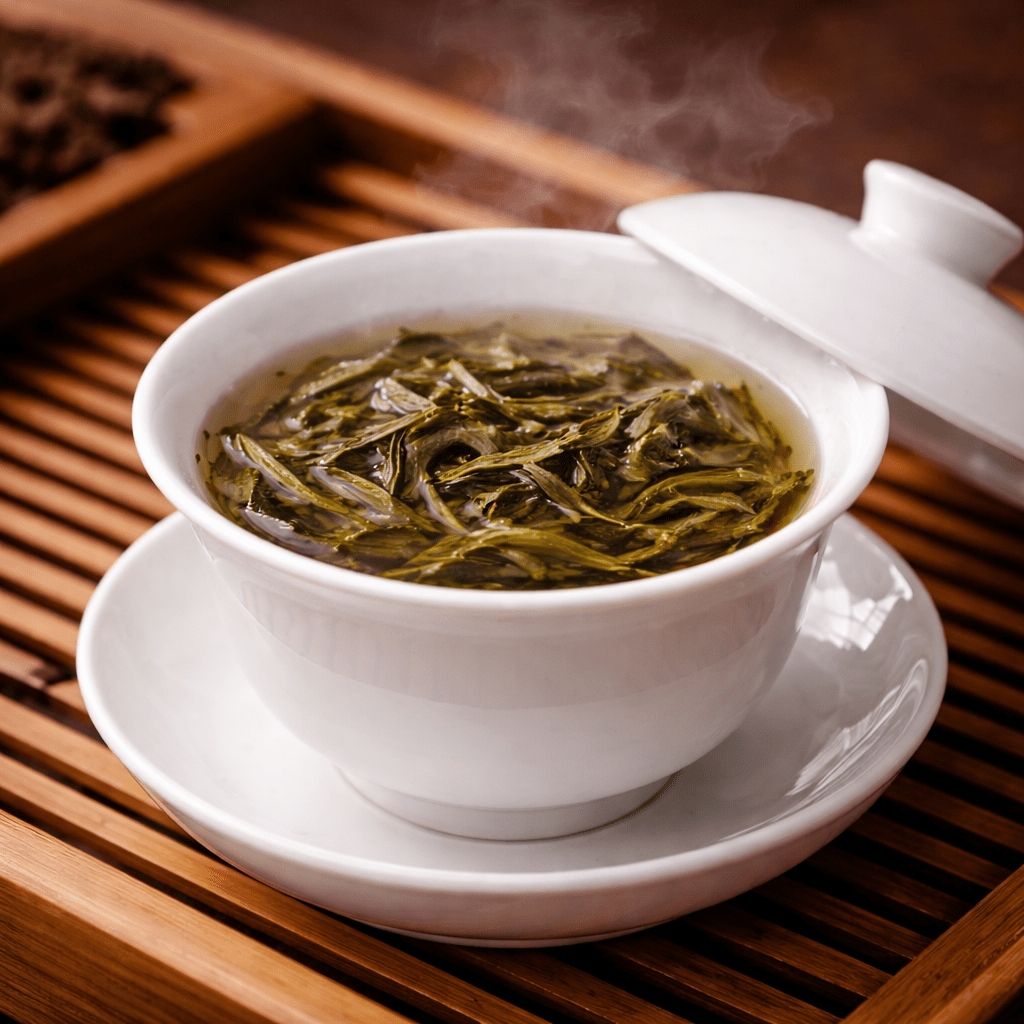 porcelain gaiwan used for traditional chinese tea brewing