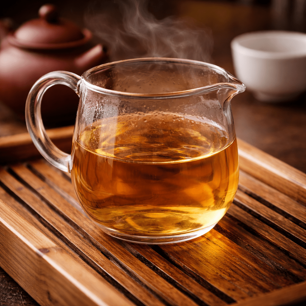 glass fairness pitcher used in gongfu tea brewing