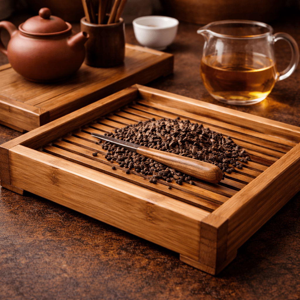 traditional chinese tea tray used during tea ceremony