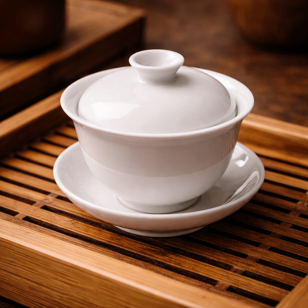 traditional chinese porcelain gaiwan tea brewing vessel