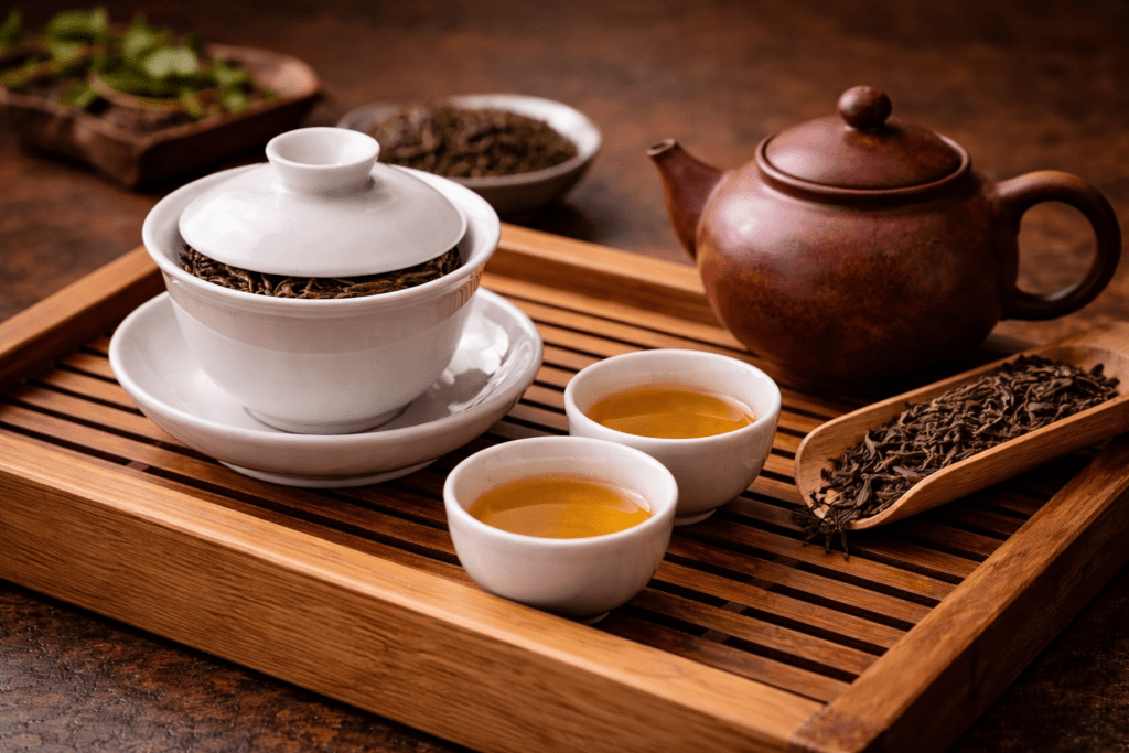 gaiwan and teapot used for brewing chinese tea