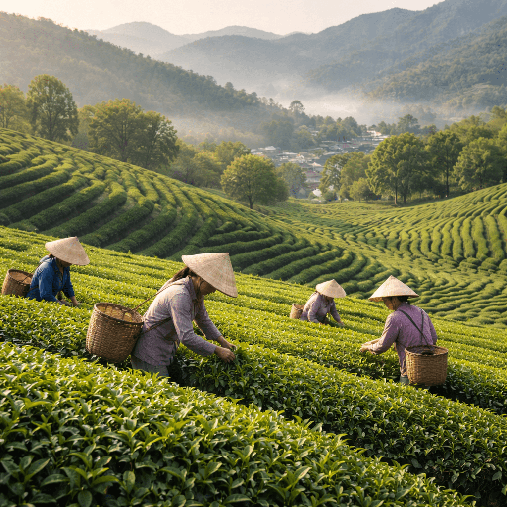 longjing tea plantation hangzhou west lake tea fields