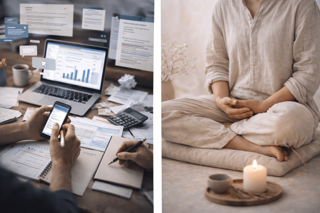 multitasking distraction compared to calm mindful presence
