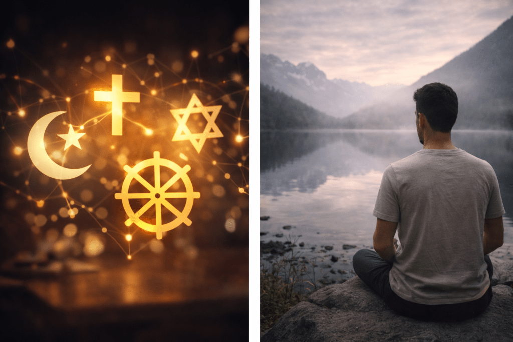 complex religious symbolism compared to minimal zen simplicity
