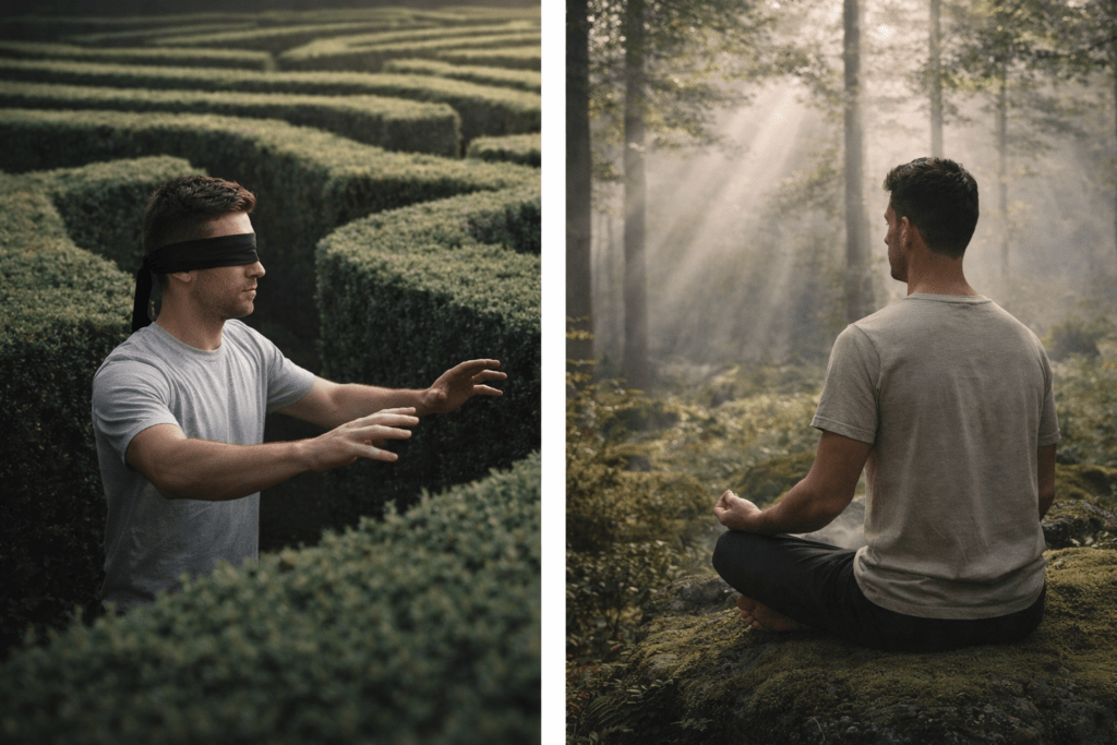 striving for progress compared to still awareness in zen
