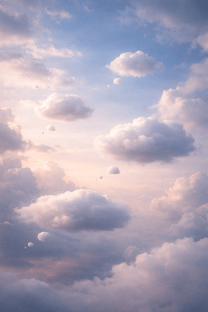 soft clouds in the sky representing thoughts passing and mental clarity in Zen