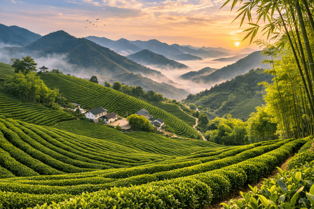 tea plantation in anji county zhejiang china where anji white tea grows