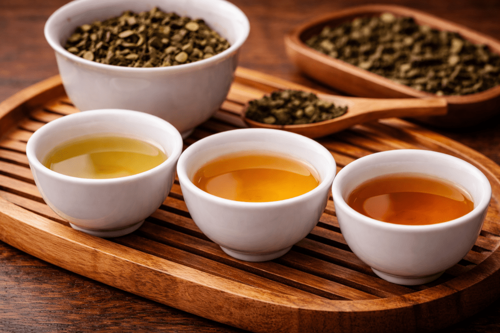 oolong tea infusion color comparison
