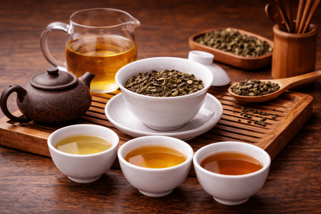 traditional chinese gongfu tea setup
