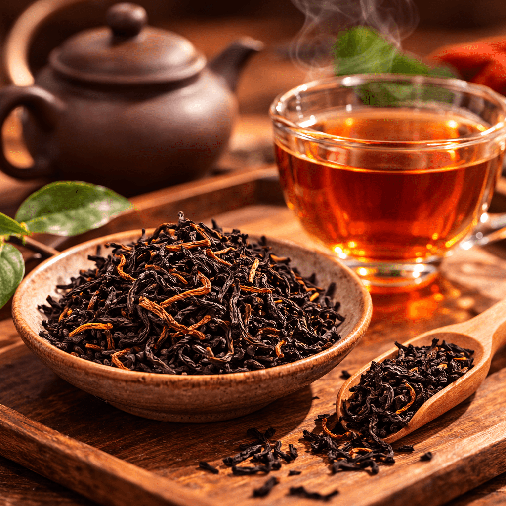 loose leaf chinese black tea close up