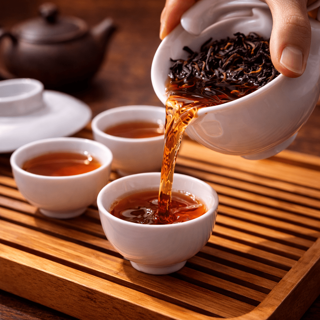 gongfu brewing black tea in gaiwan