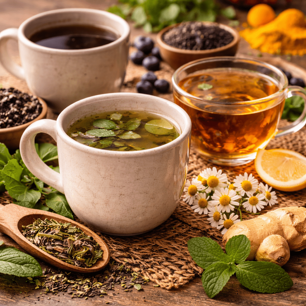 different types of tea with natural ingredients showing antioxidant rich tea varieties